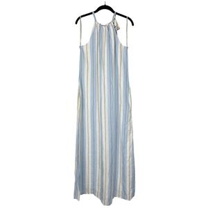 NEW Tommy Bahama Chappel Stripe Halter Maxi Dress Chambray Blue Size S Petite‎